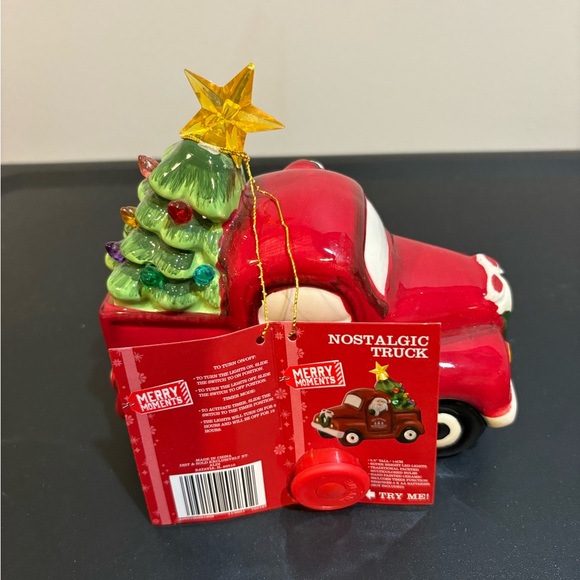 Mr. Christmas Light-Up Nostalgic Ceramic Santa Vintage Red Truck Fresh Cut Trees - Picture 3 of 6